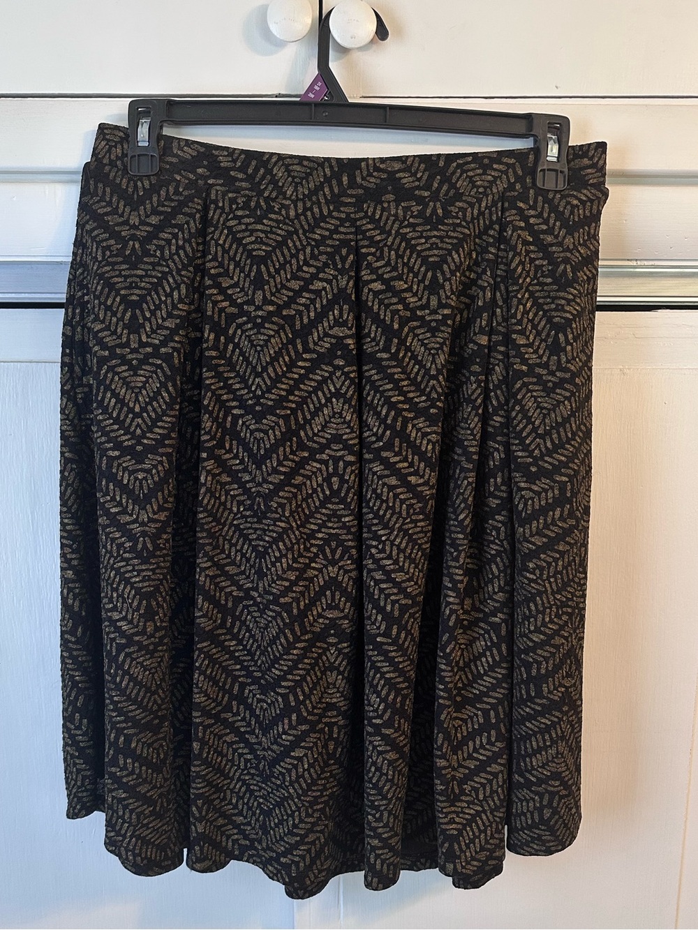 LuLaRoe Black and Gold Patterned Circle Skirt